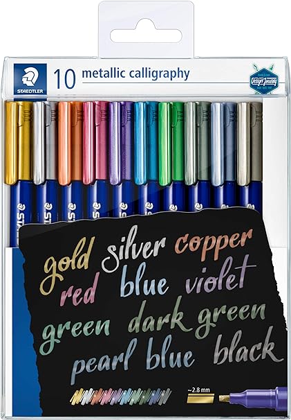 STAEDTLER 8325 TB10 Design Journey Metallic Calligraphy Pens - (Pack of 10)