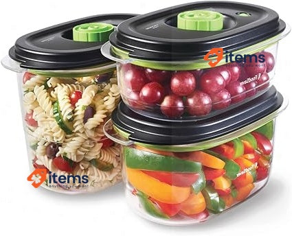 FoodSaver Preserve & Marinate Vacuum Containers | 700 ml, 1.2 L & 1.8 L Black