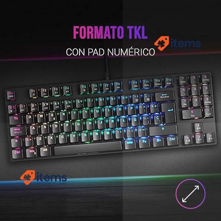 Mars Gaming MKREVOPROWRES Black Mechanical RGB Keyboard Red TKL NUM Switch TKL+