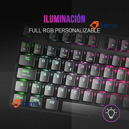 Mars Gaming MKREVOPROWRES Black Mechanical RGB Keyboard Red TKL NUM Switch TKL+