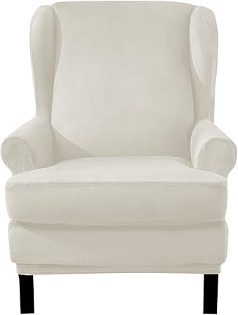 E EBETA Velvet Optic Armchair Cover, Armchair Throws White