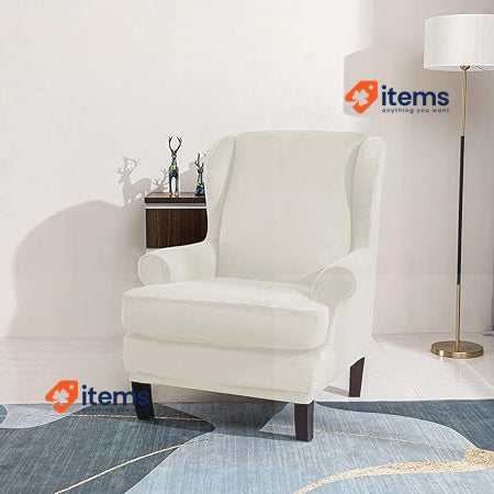E EBETA Velvet Optic Armchair Cover, Throws White Wing Chair Elastic Stretch
