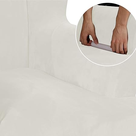 E EBETA Velvet Optic Armchair Cover, Armchair Throws White