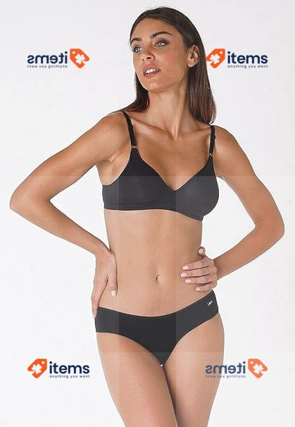 LOVABLE Strapless Cotton Line, Woman, Black, 40 / 6B