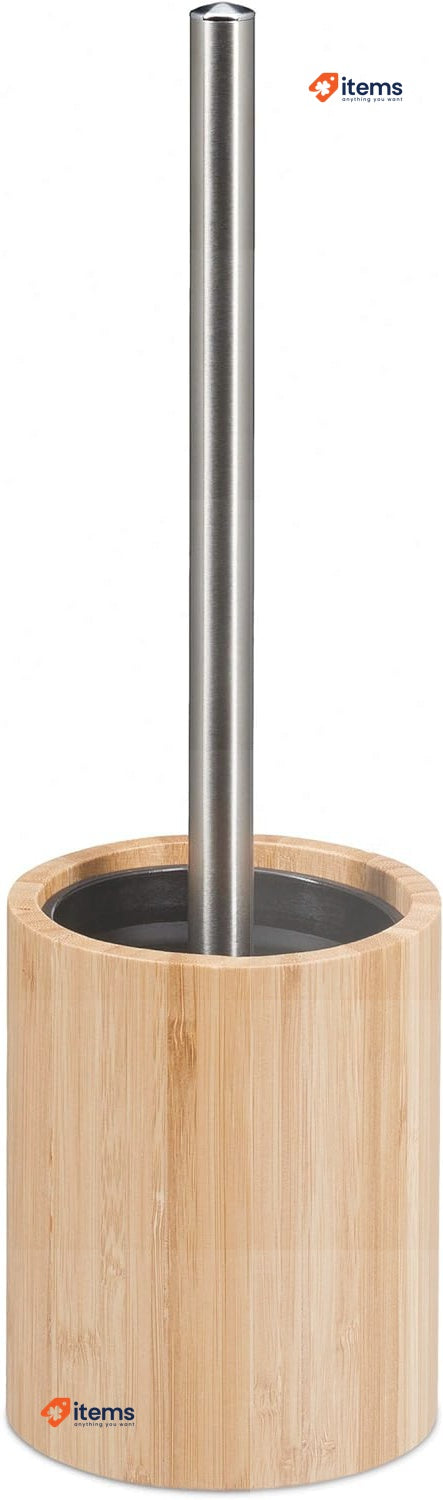 Relaxdays Silicone Toilet Brush, Antibacterial 35 x 10.5 cm, Natural/Silver