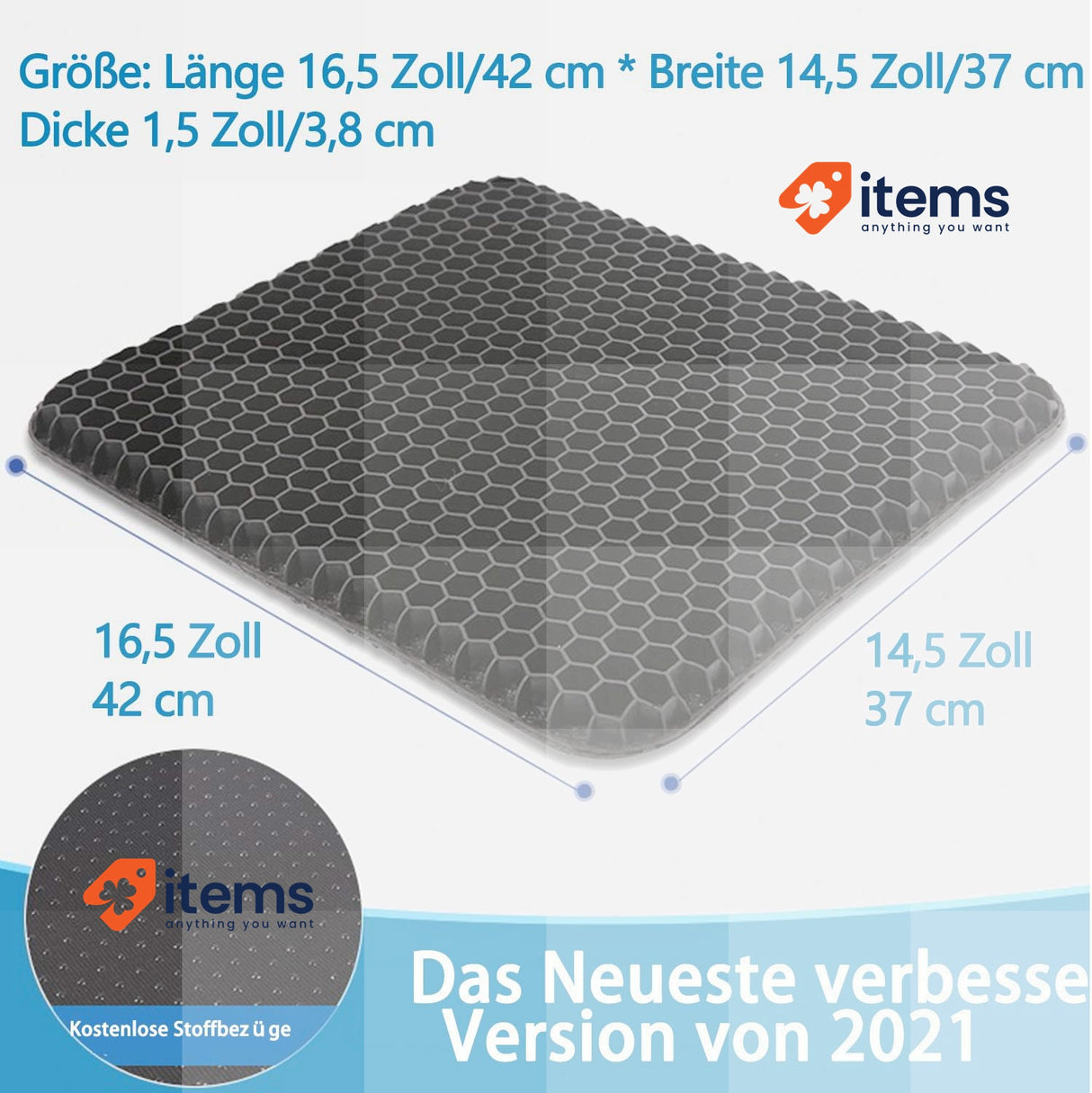 ANICEMOON Multifunctional Gel Cushion With Anti - Skid Cool Breathable Black