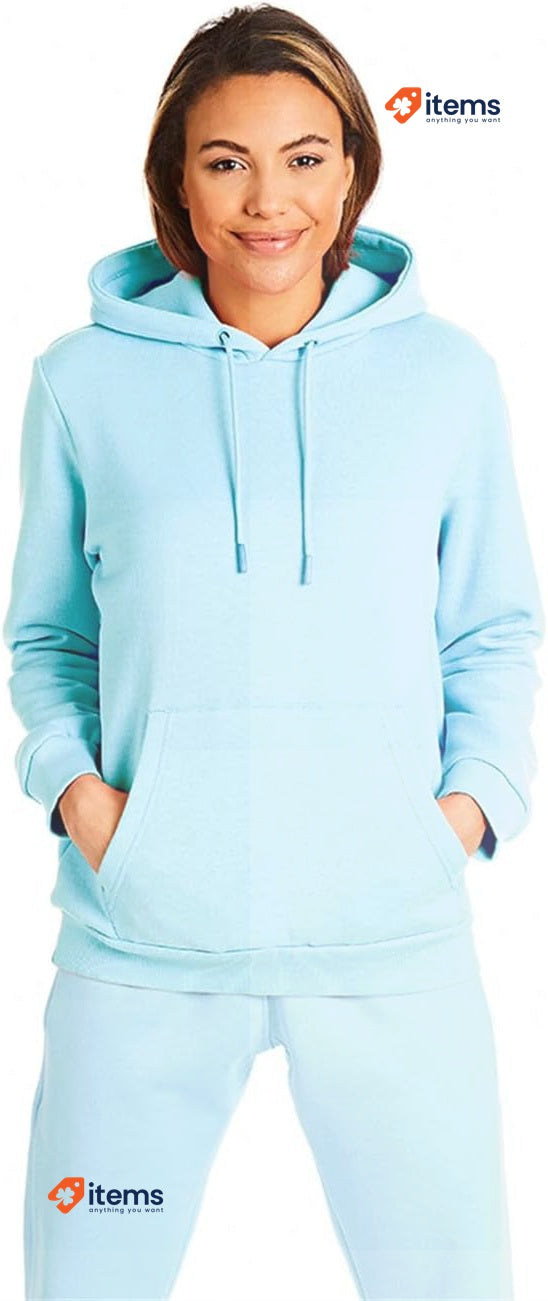 Light & Shade Women's Pullover Hoodie Hooded Sweat Top Aqua Marine, S Soft Touch