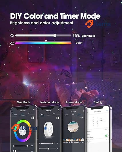 SUPPOU LED WiFi Galaxy Projector, Smart Night Light Kids Adults 3D Star Alexa