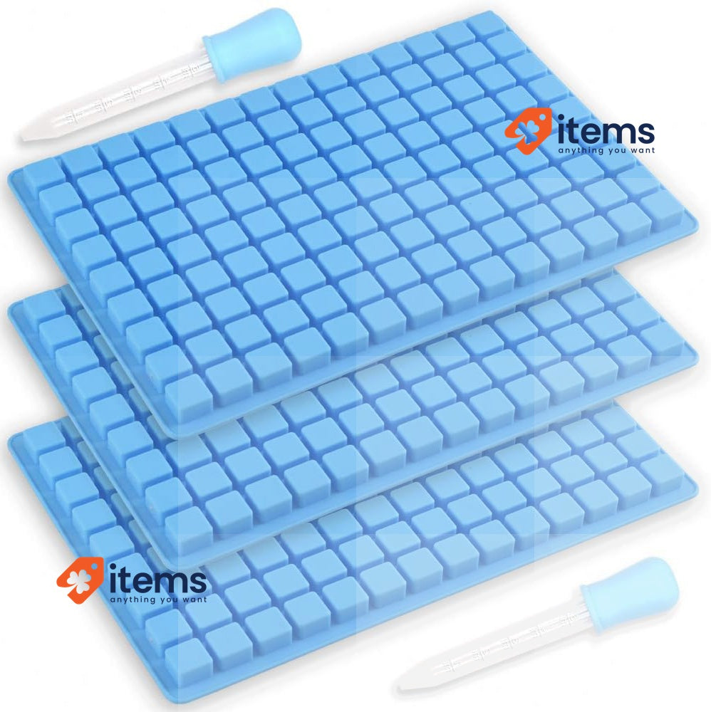 Ionegg 126 Cavity Square Silicone Mould, For Making Chocolate Candy 3 Packs Mini