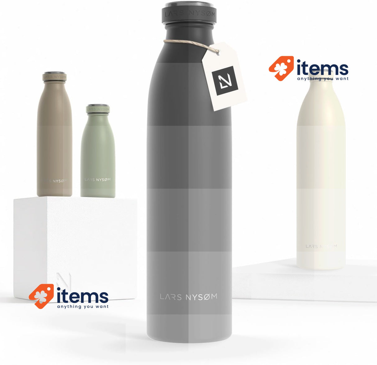 LARS NYSØM Stainless Steel Insulated Water Bottle, Thermo Flask, 750ml, Black