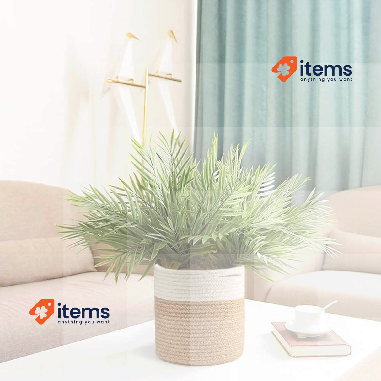 Woven Cotton Rope Plant Baske Basket 20CM Flower Pot Floor Indoor Planters 21CM