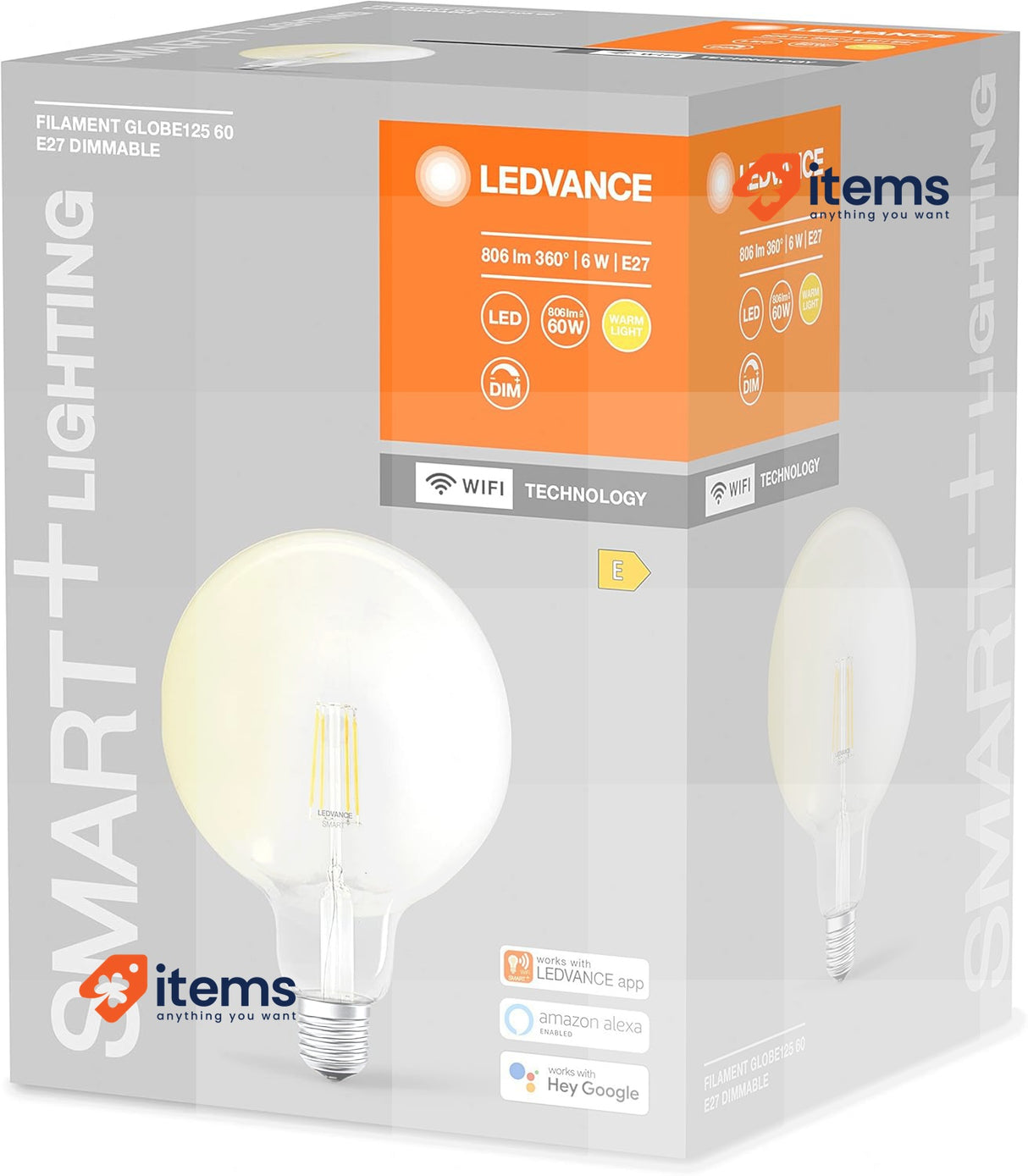 LEDVANCE Smart LEDLamp with WiFi Technology, E27, Warm White, 2400K, 5.50 W