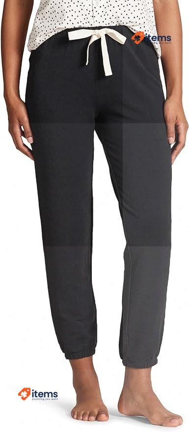 Amazon Essentials Women's Lightweight Lounge Terry Jogger Pyjama Black Bottom