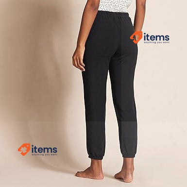 Amazon Essentials Women's Lightweight Lounge Terry Jogger Pyjama Black Bottom