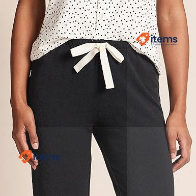 Amazon Essentials Women's Lightweight Lounge Terry Jogger Pyjama Black Bottom