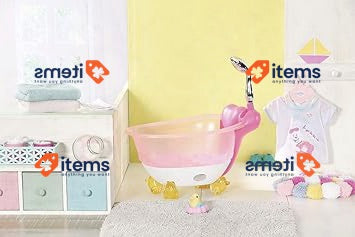BABY Born 515 831908 EA Bath Bathtub, Colourful Heart-Shaped Kids Cushion Easy