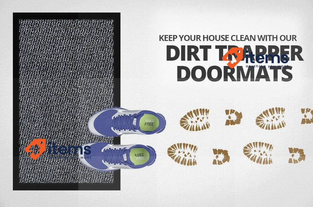 Doormat Dirt Trapper For Indoor & Outdoor Black Grey Washable Barrier Mat Milosc
