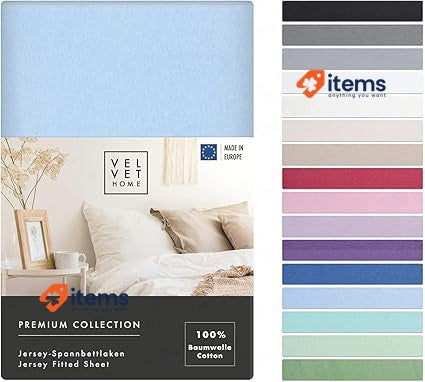 Velvethome Sheet With Double Angles Light Blue, 160 X 200 +30 Fitted Cm G/M Flat