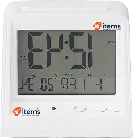 Amazon Basics Tabletop Triangular Digital Alarm Clock With Light White Date 2.4