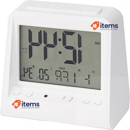 Amazon Basics Tabletop Triangular Digital Alarm Clock With Light White Date 2.4