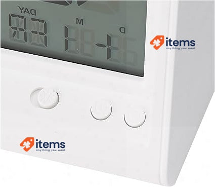 Amazon Basics Tabletop Triangular Digital Alarm Clock With Light White Date 2.4