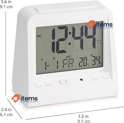 Amazon Basics Tabletop Triangular Digital Alarm Clock With Light White Date 2.4
