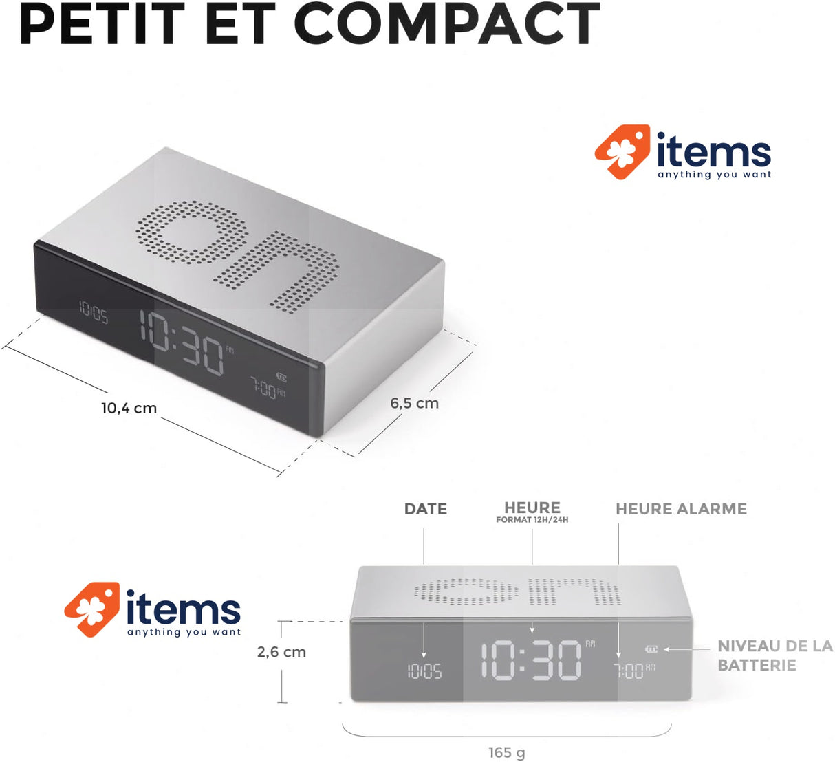 Lexon FLIP Premium LCD Alarm Clock Aluminium Poli <p>Colour: silver, black,