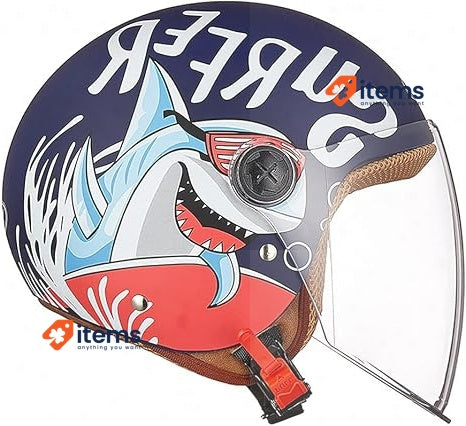 FREEUP Motorcycle Scooter Helmet For Boys/Girls Aged 5-12 Years Blue