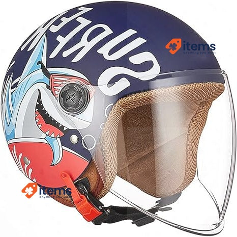 FREEUP Motorcycle Scooter Helmet For Boys/Girls Aged 5-12 Years Blue