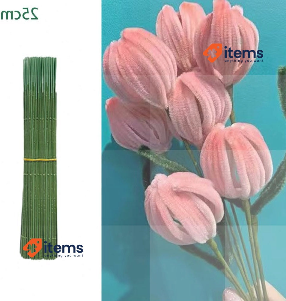 DSFSAEG 100pcs Plastic Floral Stem, Artificial Flower Rod 25 cm 17CM 25CM Green