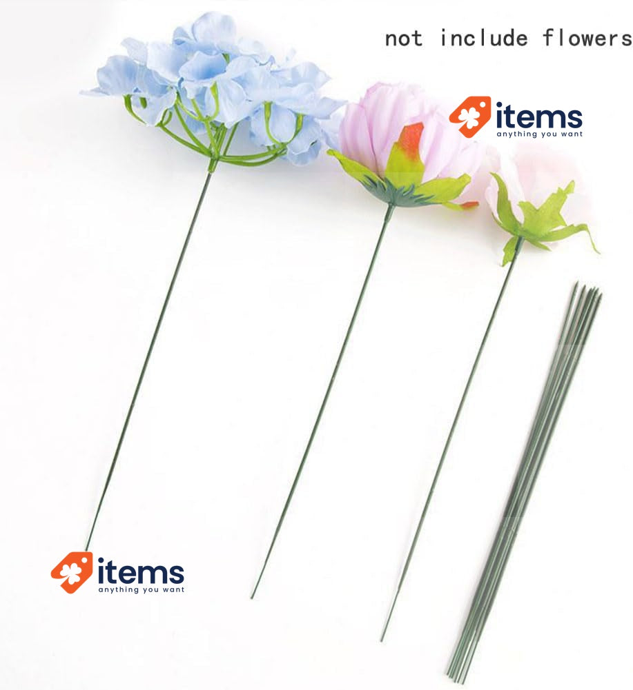 DSFSAEG 100pcs Plastic Floral Stem, Artificial Flower Rod 25 cm 17CM 25CM Green