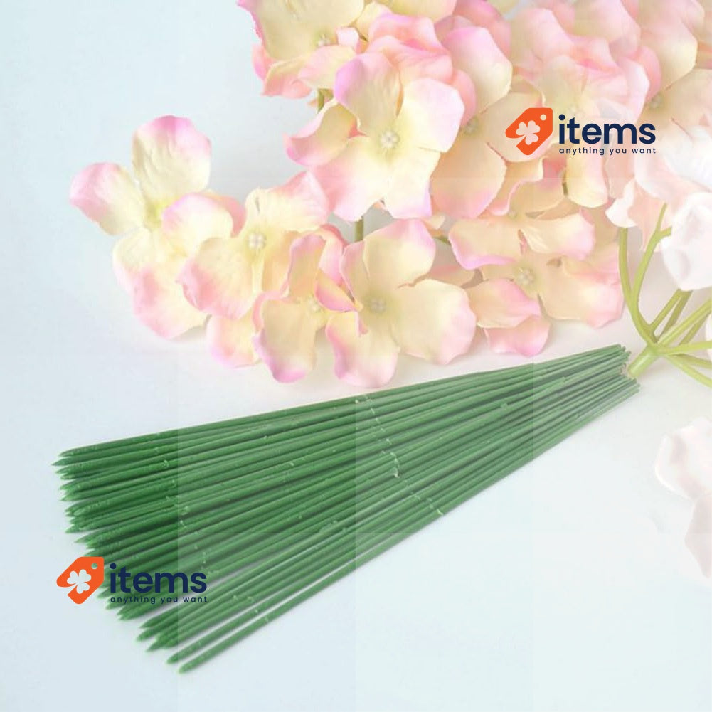 DSFSAEG 100pcs Plastic Floral Stem, Artificial Flower Rod 25 cm 17CM 25CM Green