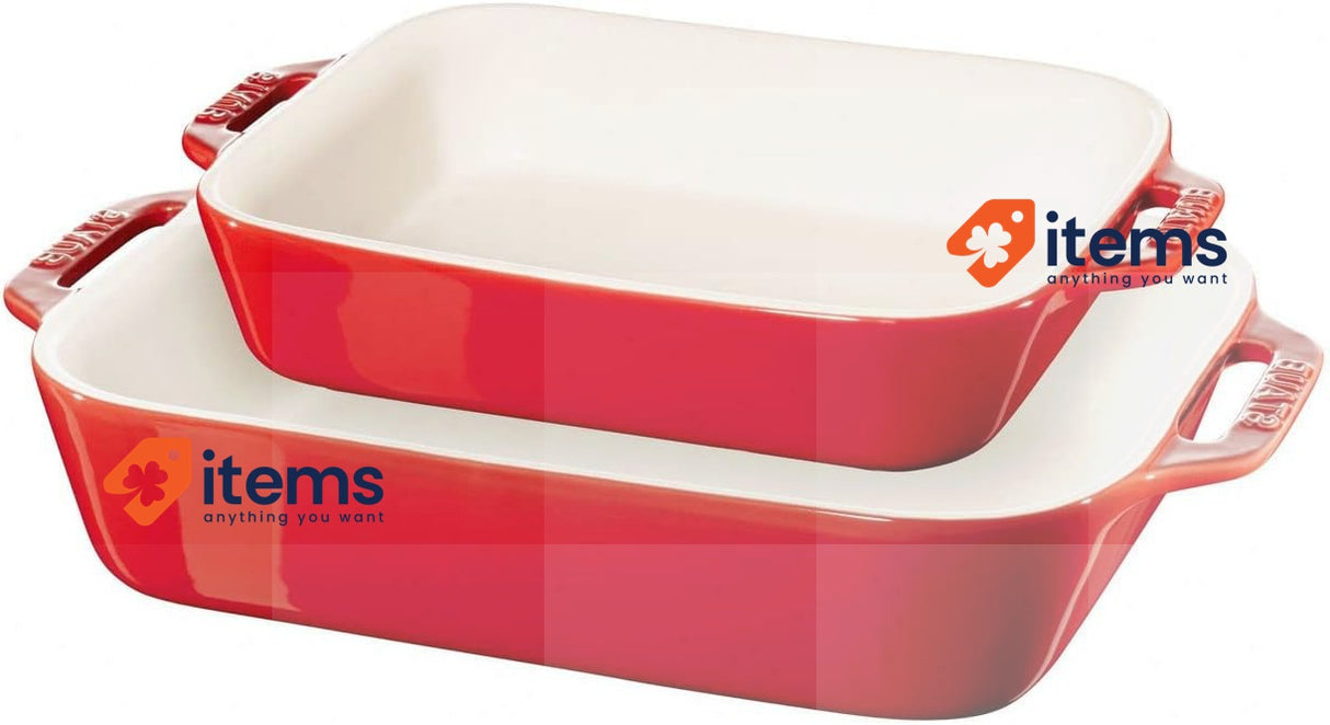 STAUB 40508-627 Ceramic Oven Dish Set 2 (20 x 14 + 20 x 27) Cherry Red