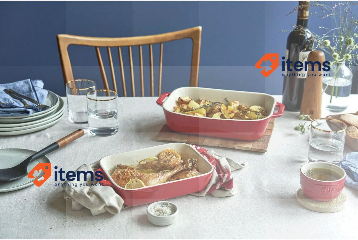 STAUB 40508-627 Ceramic Oven Dish Set 2 (20 x 14 + 20 x 27) Cherry Red