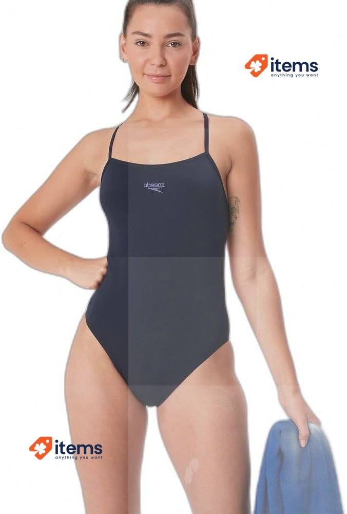 Speedo Women's Eco Endurance+ Thinstrap 1 Piece Swimsuit True Navy 32 Thin Strap