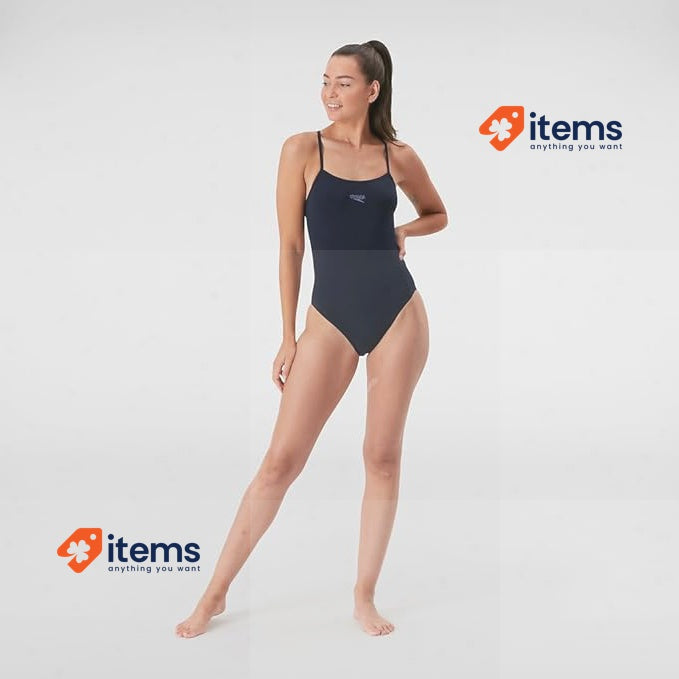 Speedo Women's Eco Endurance+ Thinstrap 1 Piece Swimsuit True Navy 32 Thin Strap