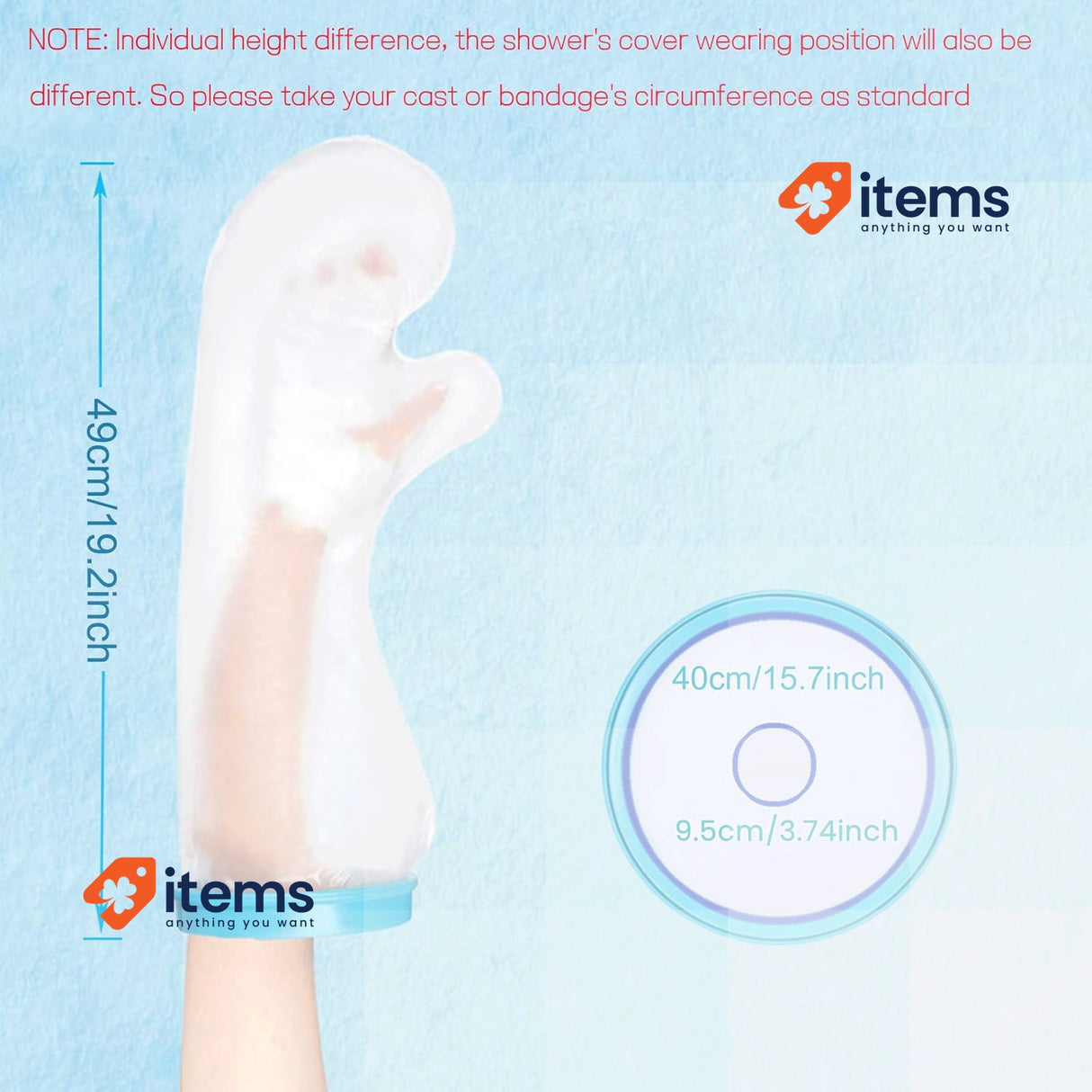 Fasola Kids Cast Cover Arm Waterproof for Shower, Plaster Hand Sleeve Protector