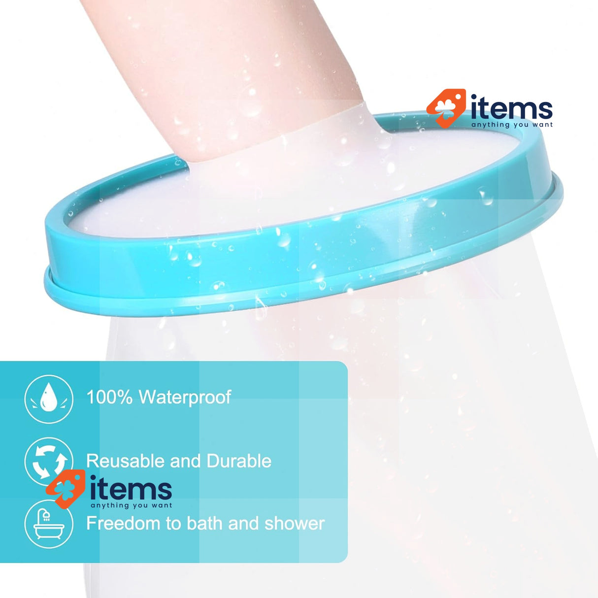 Fasola Kids Cast Cover Arm Waterproof for Shower, Plaster Hand Sleeve Protector