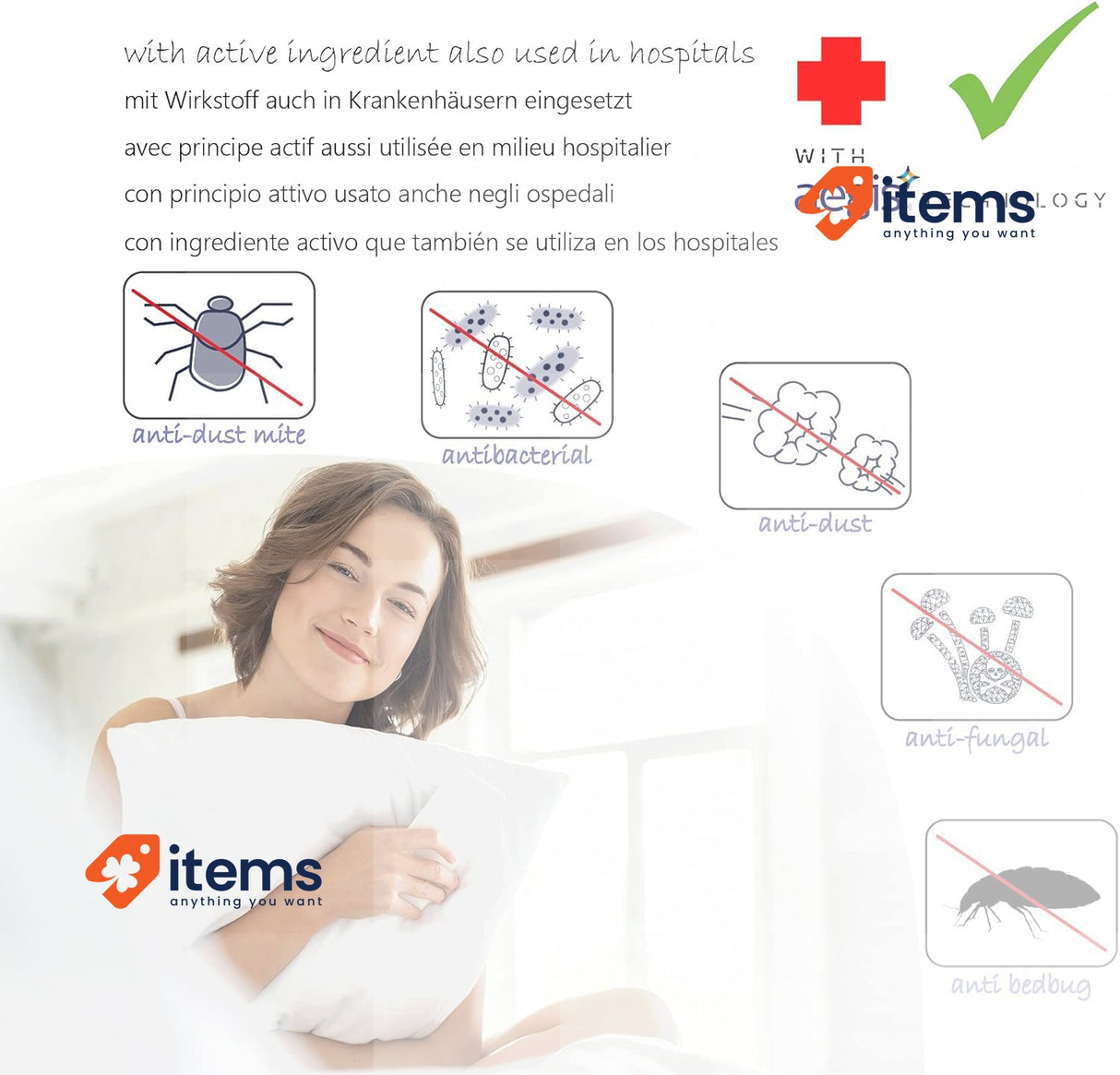 Twillie - Waterproof Pillowcase 50x80 cm - Set of 2, Oeko-Tex® certified Aegis®