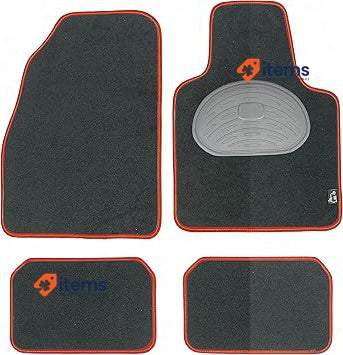 Pool Line 610304 JGO Premium Carpet Mats Heel Protector Rubber - Black Red