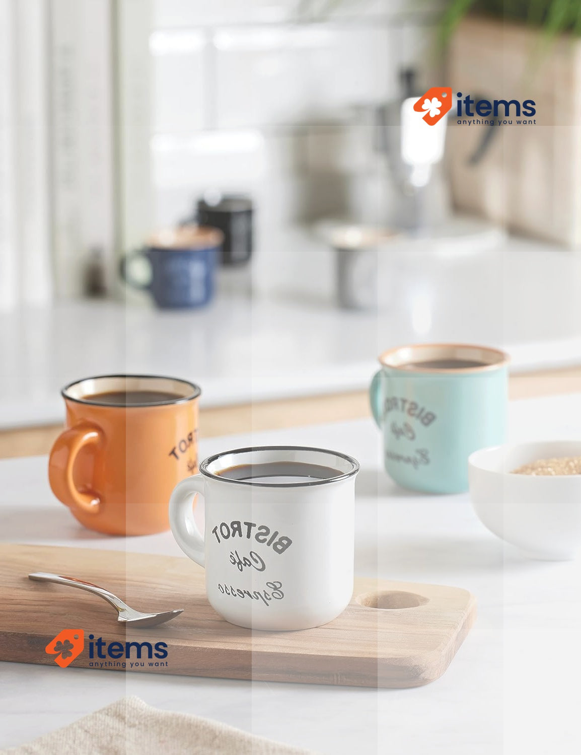 Home CC120 6 Cups Of Coffee Steineware Bistro Without Plate Multicoloured
