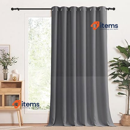 PONY DANCE Wide Curtains Large Thermal Blackout Single Curtain Panel Grey Gray