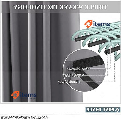 PONY DANCE Wide Curtains Large Thermal Blackout Single Curtain Panel Grey Gray