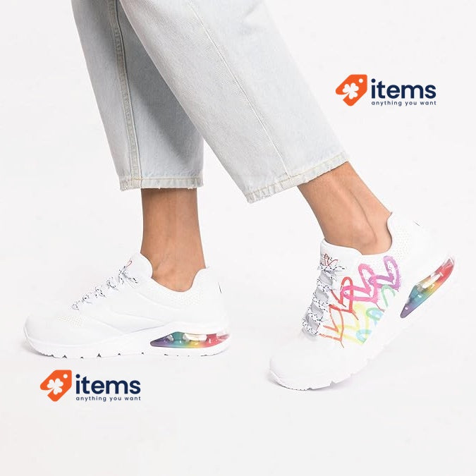 Skechers Women s Uno 2 Floating Love Sneaker White, Heart Print, Size 8UK, 41EU