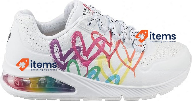 Skechers Women s Uno 2 Floating Love Sneaker White, Heart Print, Size 8UK, 41EU