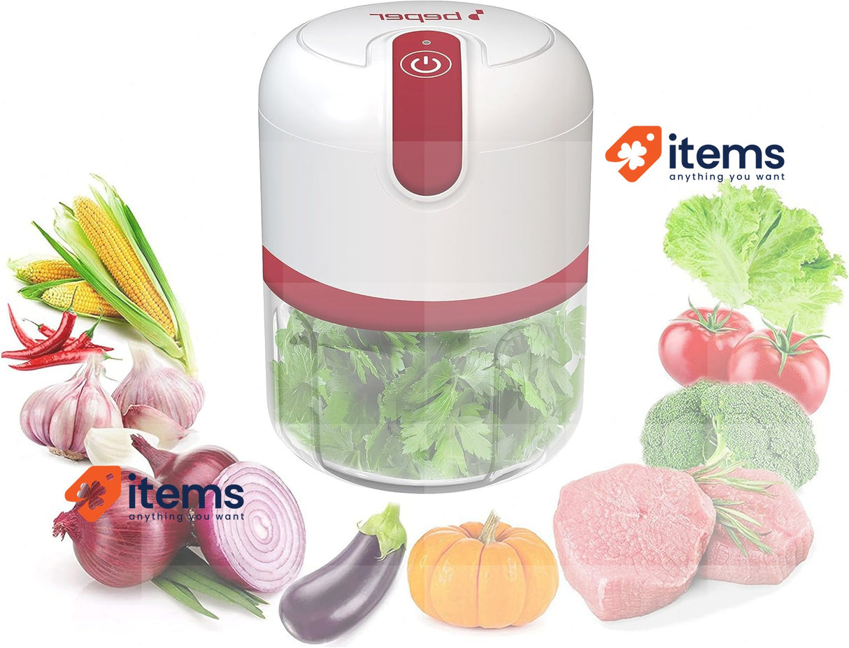 BEPER P102ROB050 USB Rechargeable Food Processor, Red/White