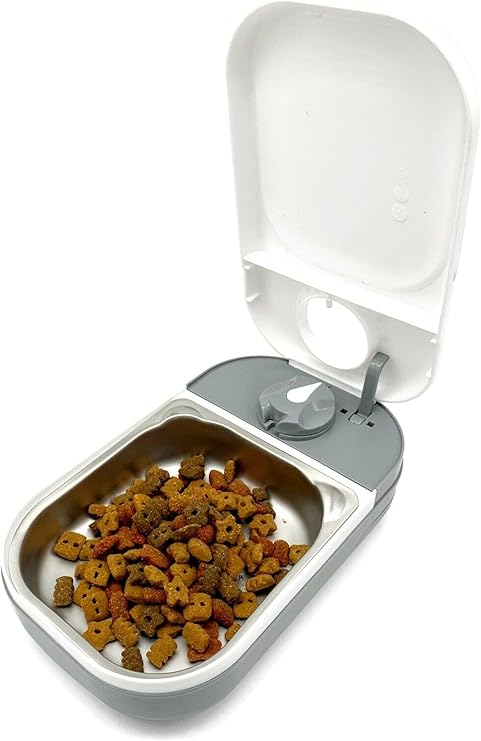 Closer Pets C200 2 Meal Automatic Pet Feeder For Cats & Dogs Stainless White Wet