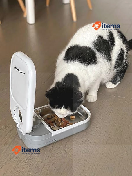Closer Pets C200 2 Meal Automatic Pet Feeder For Cats & Dogs Stainless White Wet