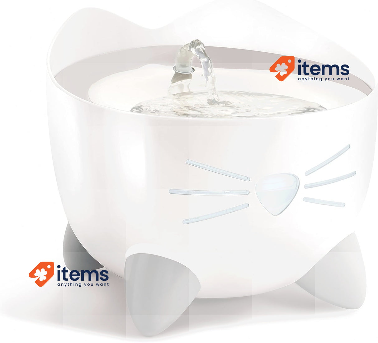 Catit Pixi Stainless Steel Cat Water Fountain, 2.5 L, White Drinking Triple