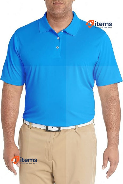 Amazon Essentials Men's Regular - Fit Quick Dry Golf Polo Shirt Large Blue Short